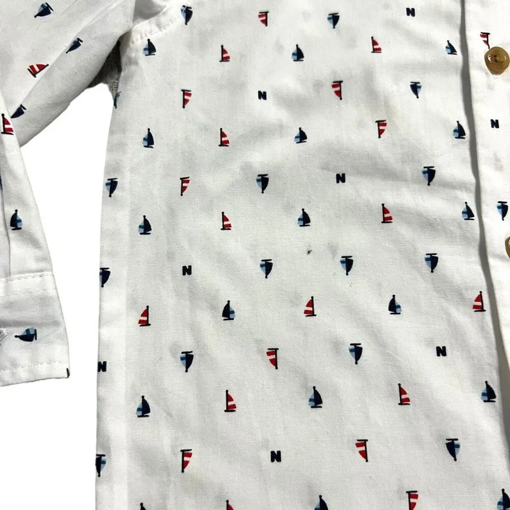 Nautica 4T Sailboat Button Down Shirt & Jogger Pants Set
